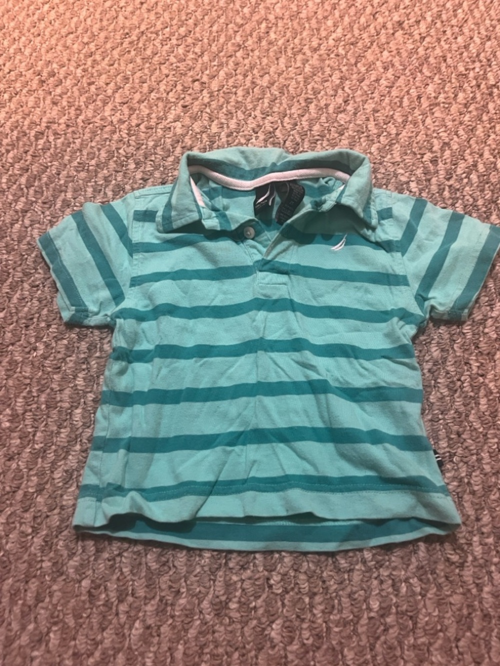 Nautica Toddler Short-Sleeve Polo Shirt in Aqua Stripes